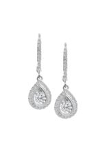 Boucles d'Oreilles Gouttes Or Blanc avec Diamants - CR-E7971