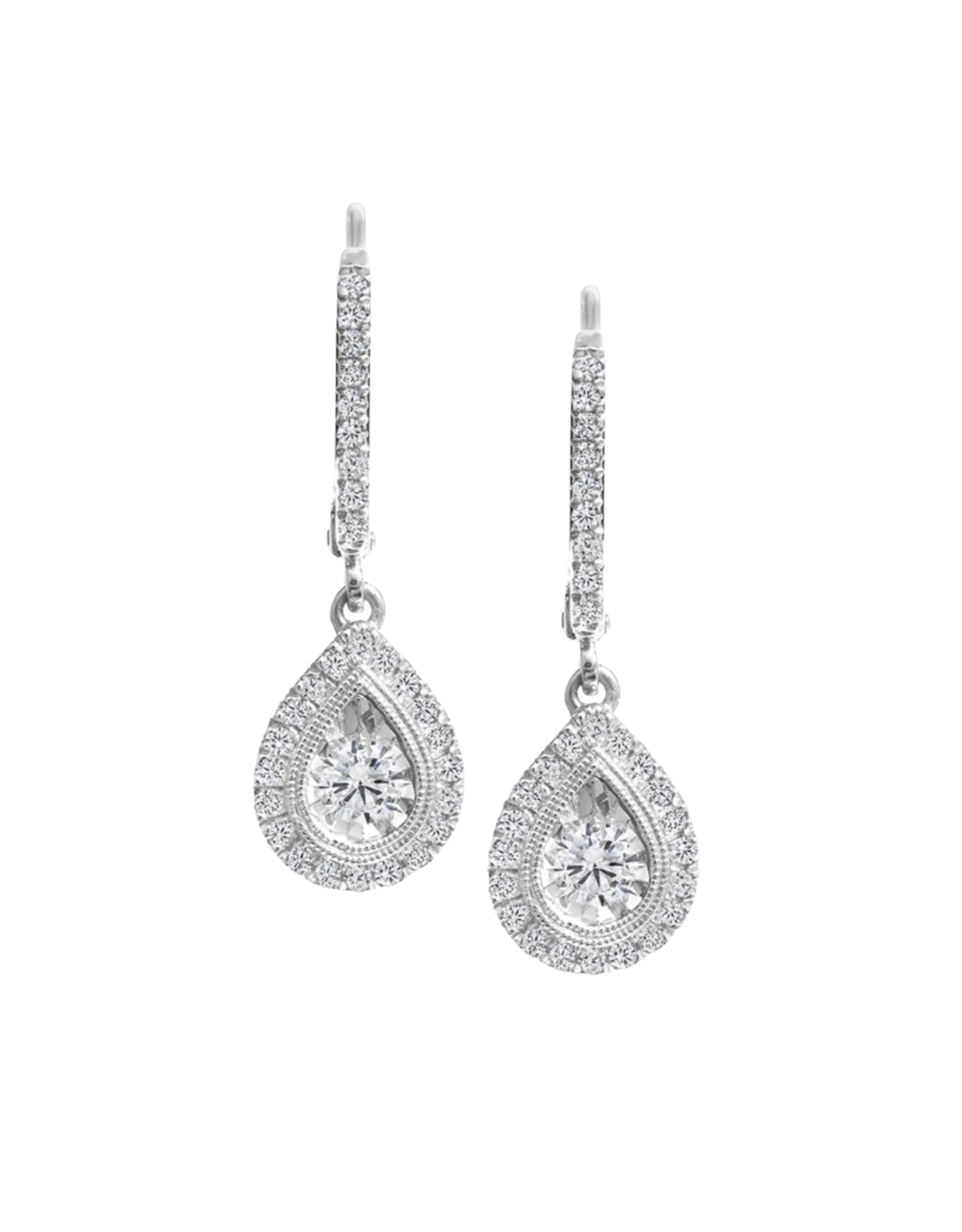 Boucles d'Oreilles Gouttes Or Blanc avec Diamants - CR-E7971