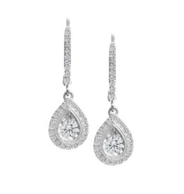 Boucles d'Oreilles Gouttes Or Blanc avec Diamants