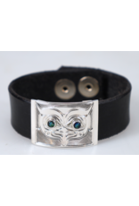 Chris Cook Small Leather Bracelet - Owl with Abalone - CCB06
