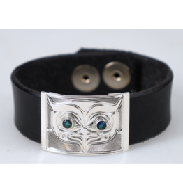 Bracelet en Cuir Chris Cook - Chouette avec Abalone