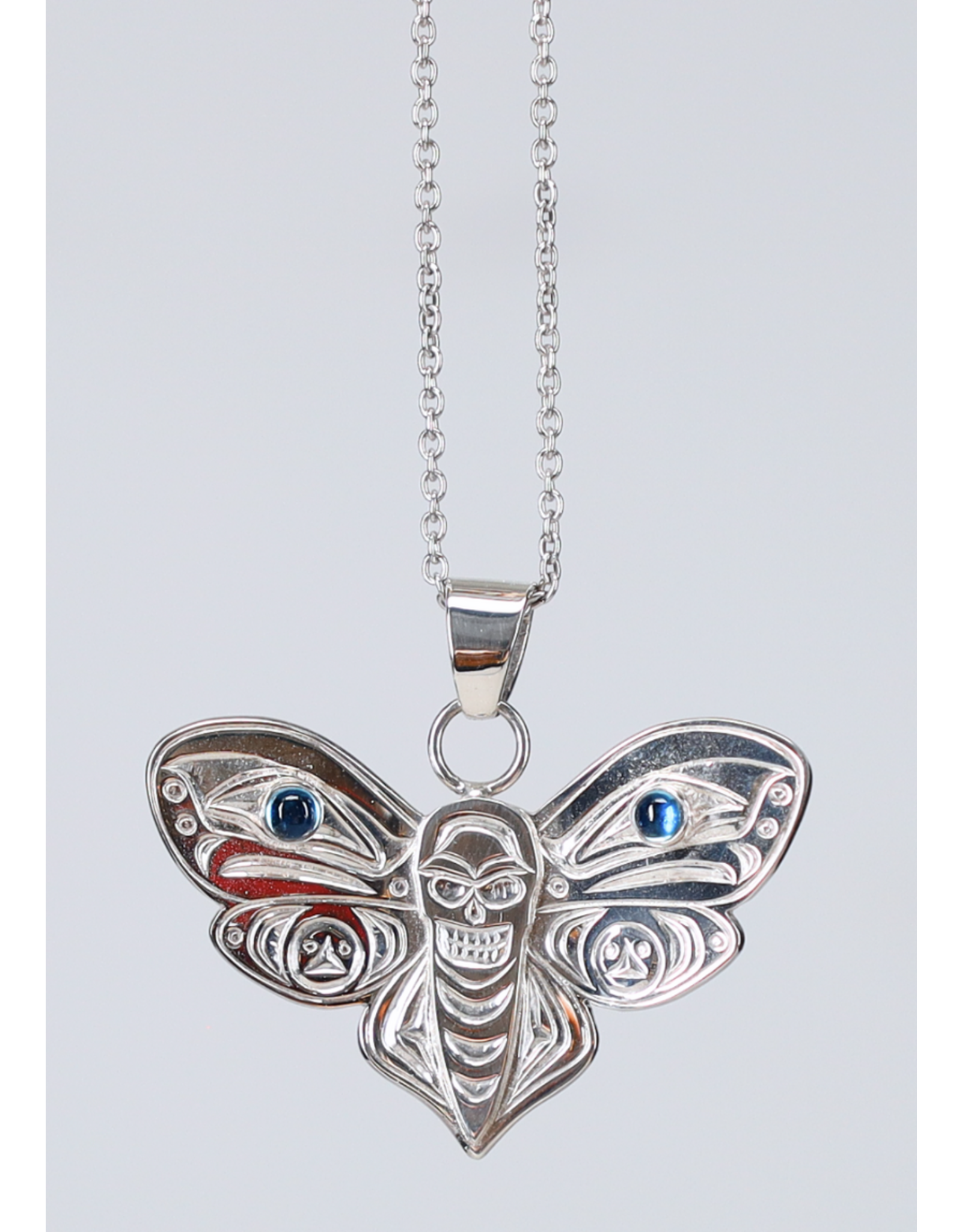 Petit Pendentif Chris Cook - Papillon de Nuit avec Topaz Bleu (CCSPM01)