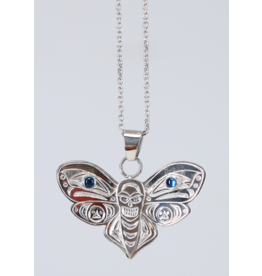 Petit Pendentif Chris Cook - Papillon de Nuit avec Topaz Bleu