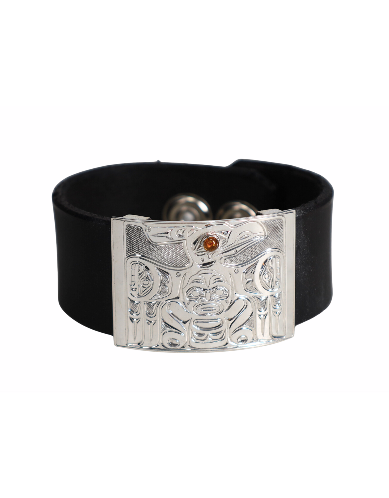 Bracelet en Cuir Chris Cook - Corbeau avec Ambre - CCB02