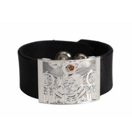 Bracelet en Cuir Chris Cook - Corbeau avec Ambre