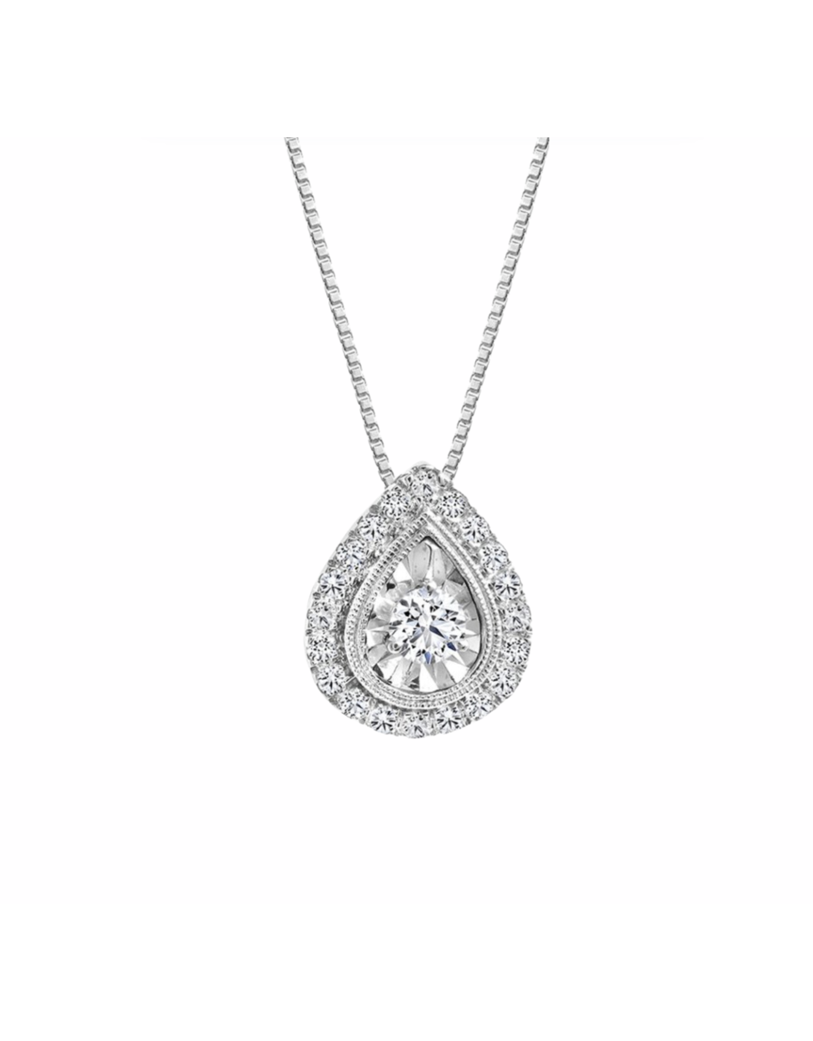 Pendentif Or Blanc Goutte avec Diamants - CR-P7971