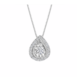 Pendentif Or Blanc Goutte avec Diamants