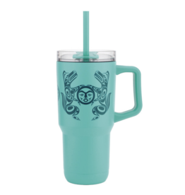 Insulated Tumbler with Straw (32oz) - Wolves & Full Moon