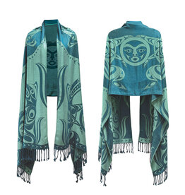 Shawl - Wolves & Full Moon by Simone Diamond