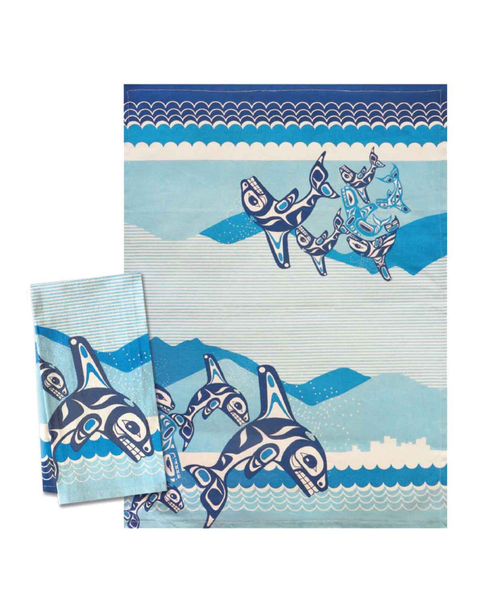 Printed Tea Towel - Orca Family by Paul Windsor (KT103)