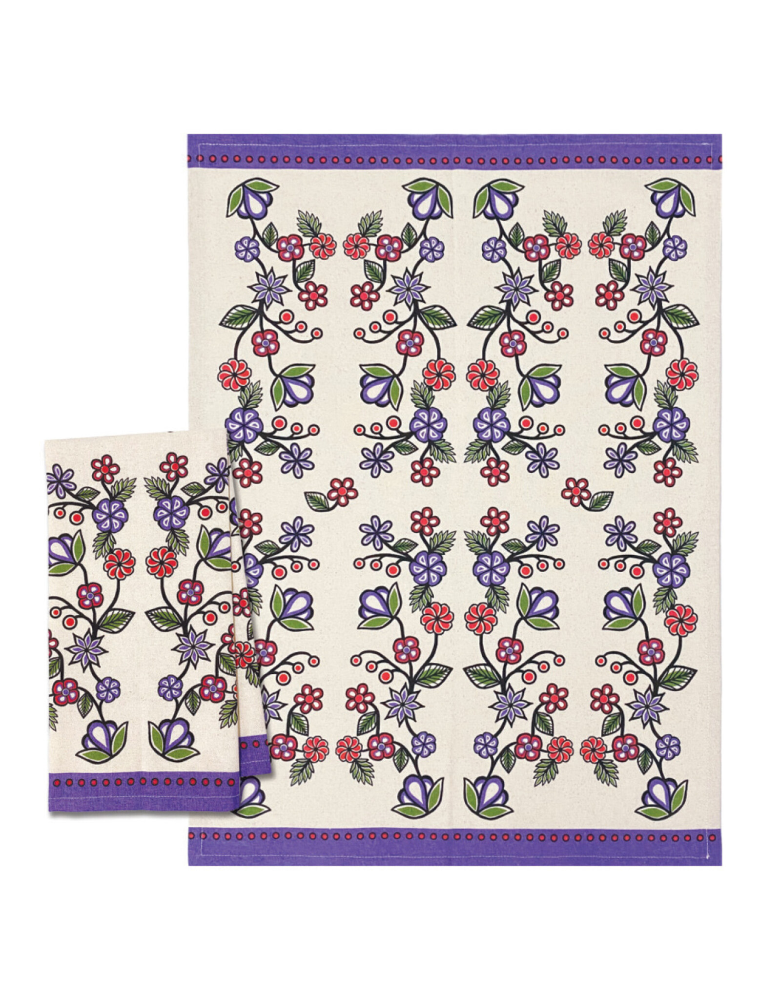 Printed Tea Towel - Ojibwe Florals by Storm Angeconeb (KT107)