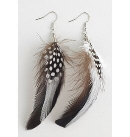 Boucles d'Oreilles Plumes - Noir et Blanc