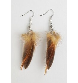 Boucles d'Oreilles Plumes - Gris