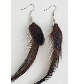Boucles d'Oreilles Plumes - Noir