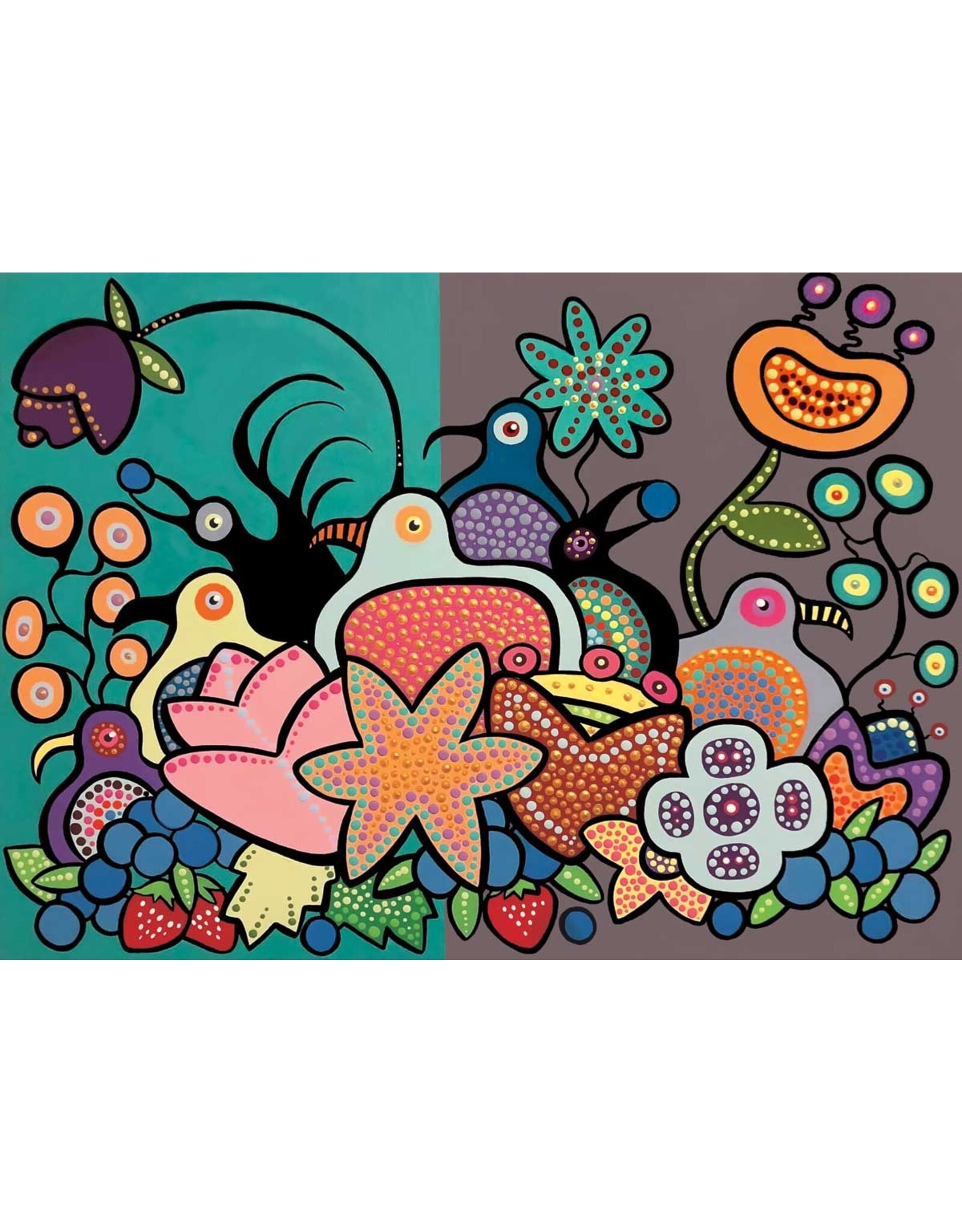 The Berry Bird Harvest II by Donna Langhorne Matted