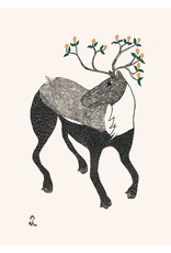 Caribou In Bloom by Ningiukulu Teevee Matted