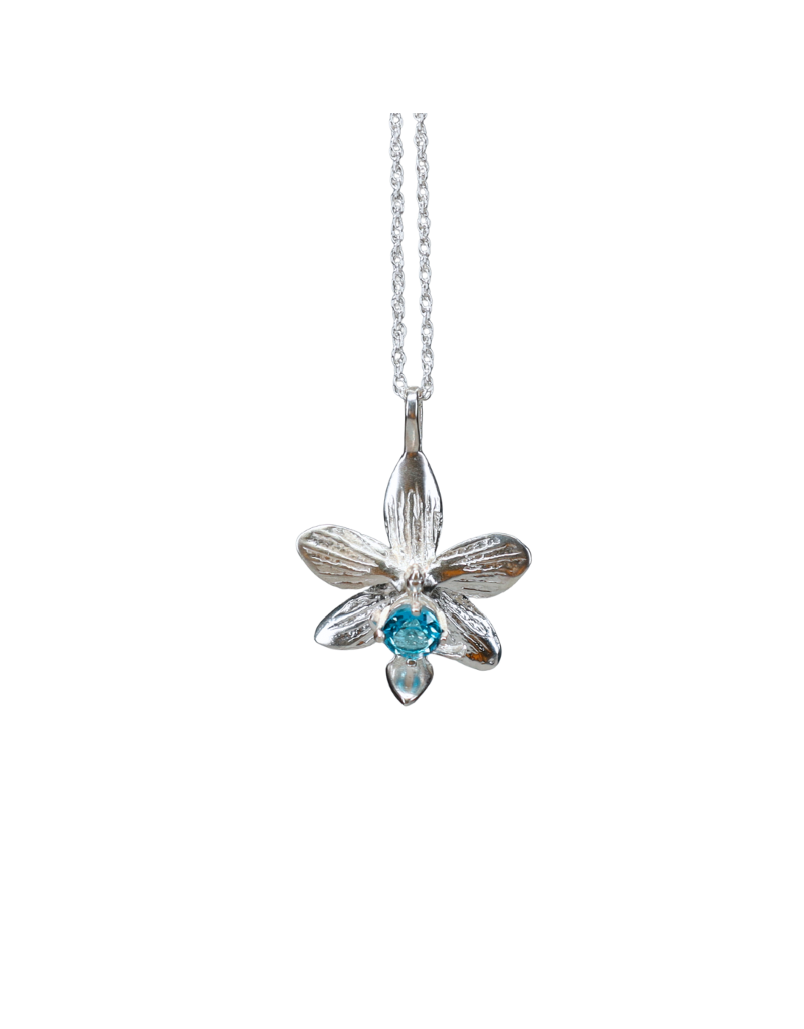 Orchidée du Monde (Équestris) Large Pendentif Topaze Bleu - OÉP2T