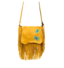 Saddle Bag with Fringe and Turtle Embroidery