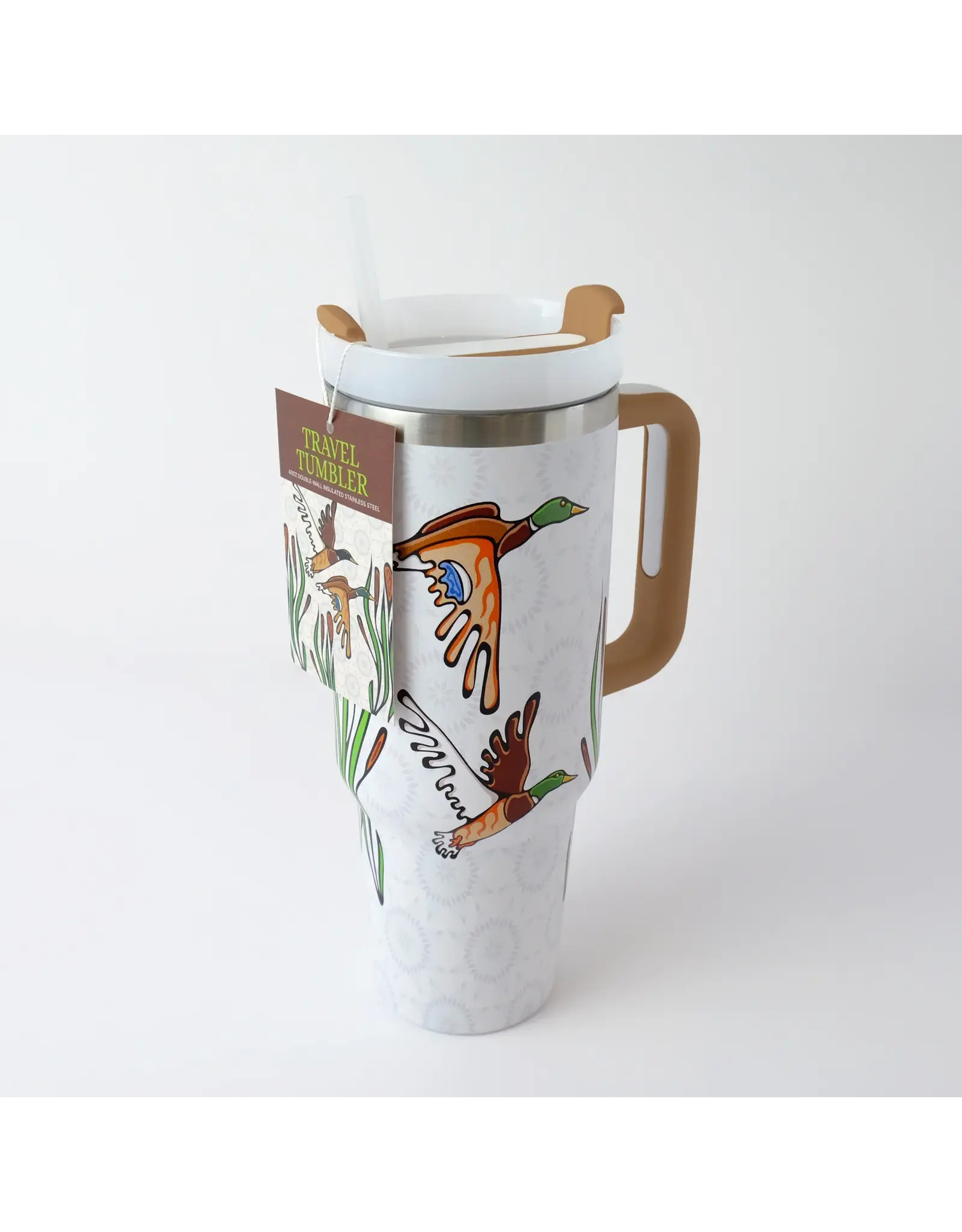 Travel Tumbler with Straw "Mallards" by Storm Angeconeb (TRTU4)