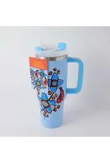 Travel Tumbler with Straw "Woodlandesque Florals" by Ryan Woodruff (TRTU6)