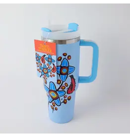 Travel Tumbler with Straw "Woodlandesque Florals" by Ryan Woodruff