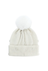 Faux Fur Hat with Pearls Ivory - HTCY07
