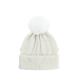 Tuque avec Fausse Fourrure et Perle Ivoire