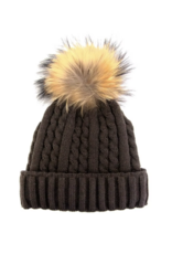 Raccoon Fur Hat with Lining Inside Brown - HTEPH1