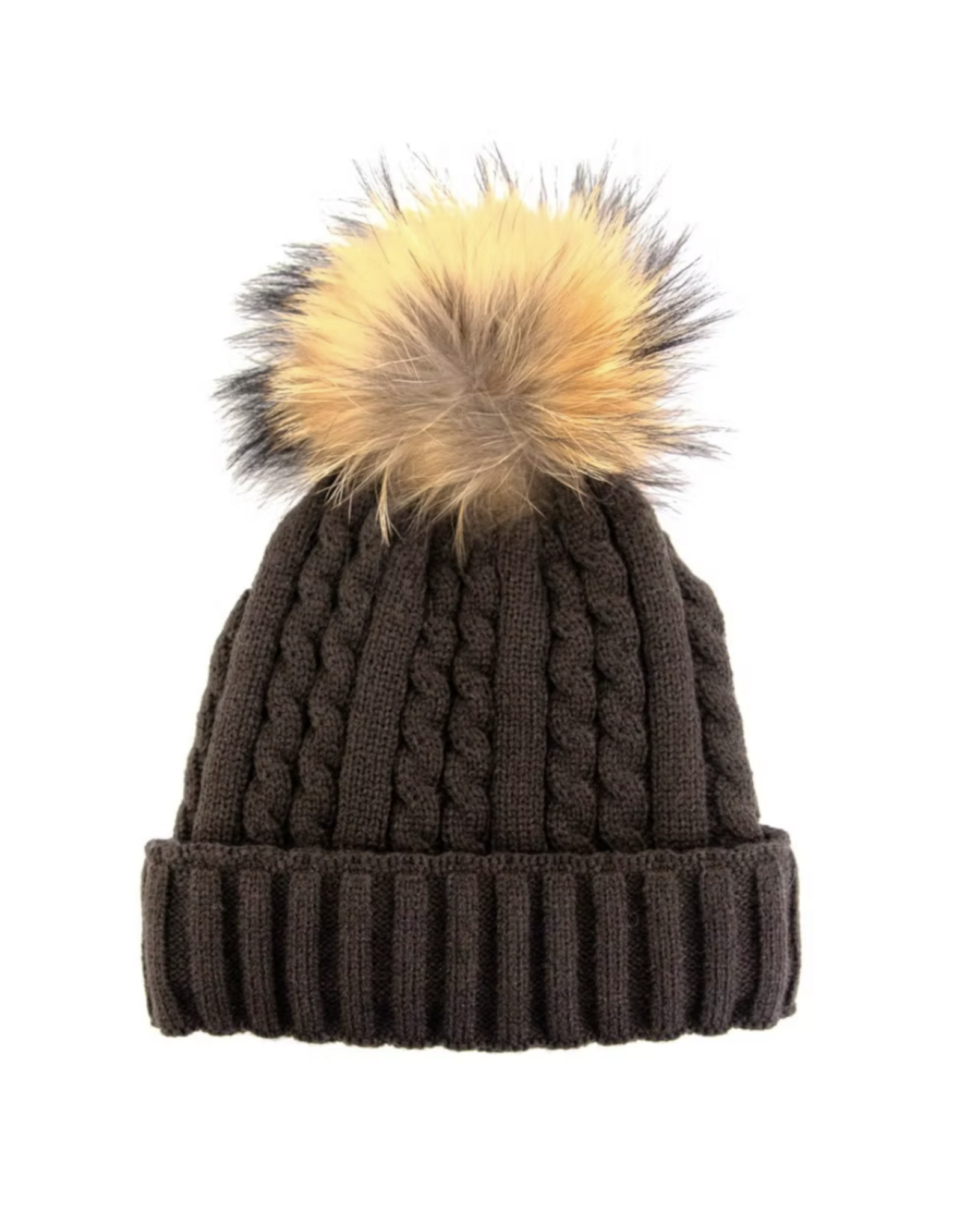 Tuque Doublure avec Pompon Raton Laveur Brun - HTEPH1
