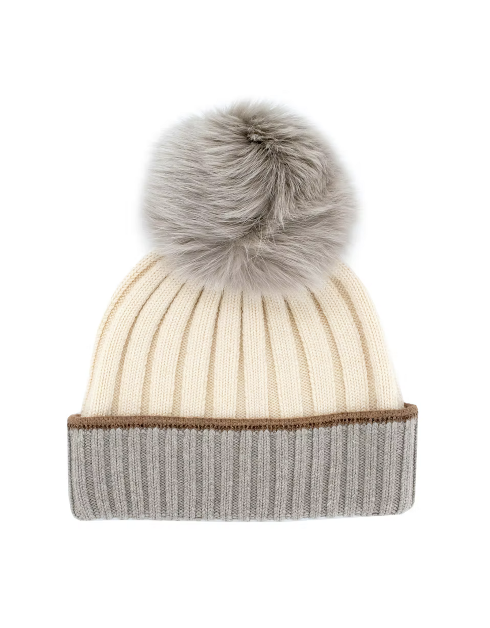 For Fur Sparkly Trim Hat Taupe - HTA115