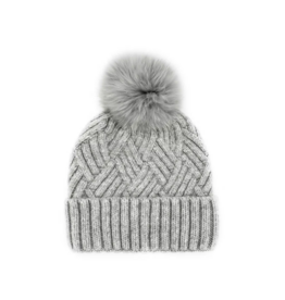 Tuque Épaisse avec Pompon Fourrure - Gris