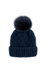 Tuque Épaisse avec Pompon Fourrure Bleu Marine - HTYH02