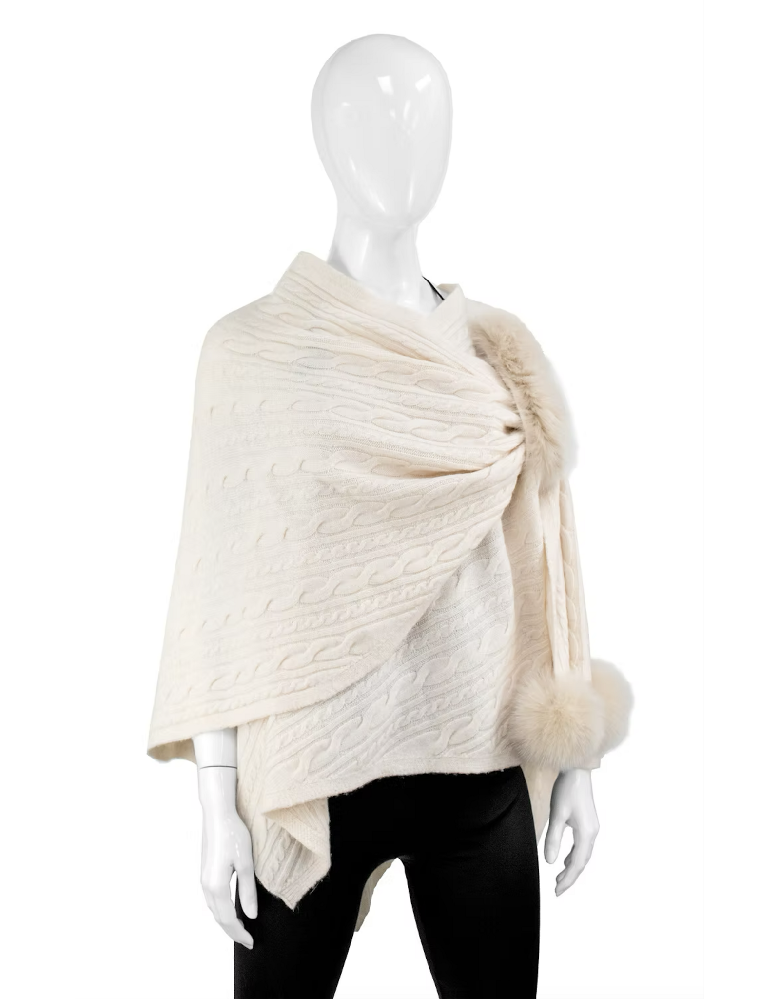 Wool Wrap Cable with Fox Fur Pearl - WRIM89