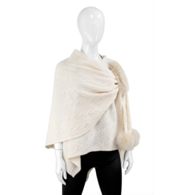 Wool Wrap Cable with Fox Fur - Pearl