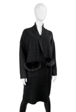 Cardigan Long avec Fourrure de Renard Noir - WRVM02