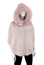 Poncho Capuche Fermeture avec Renard Rose - POYU17