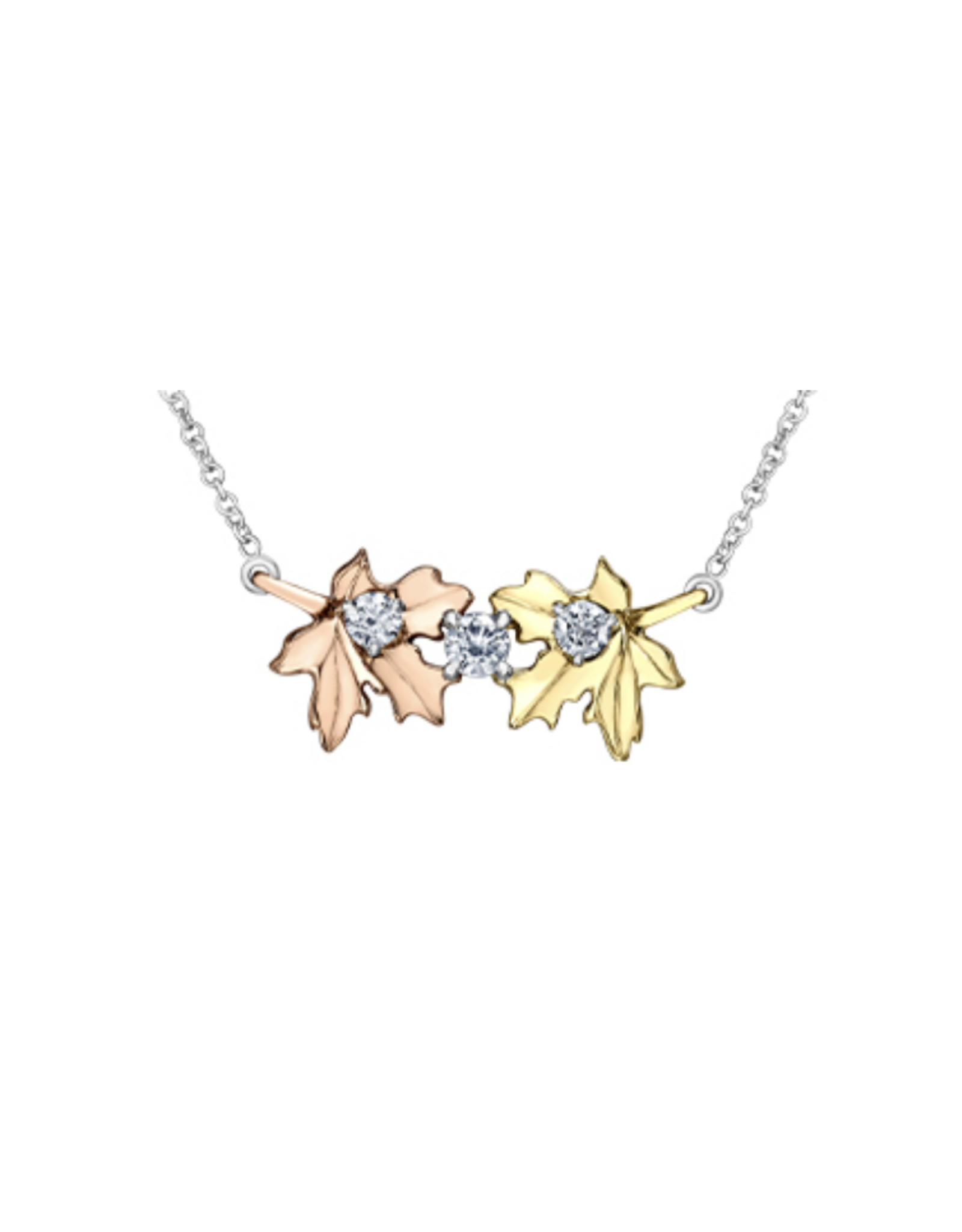 Collier Double Feuille d'Érable 2 Tons - N353TR