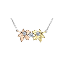 Collier Double Feuille d'Érable 2 Tons