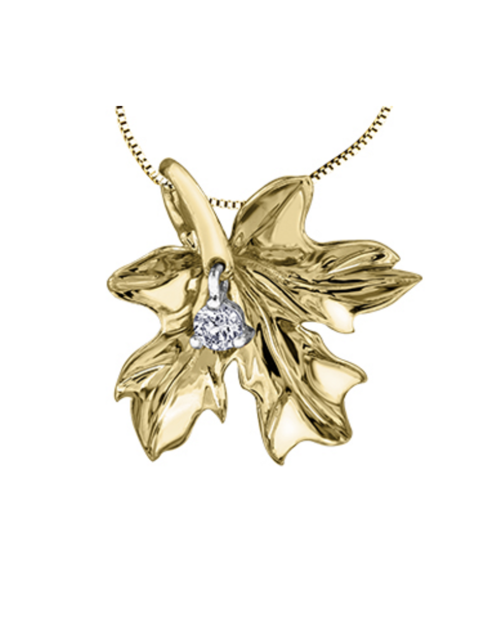 Yellow Gold Maple Leaf Pendant - P3491YW