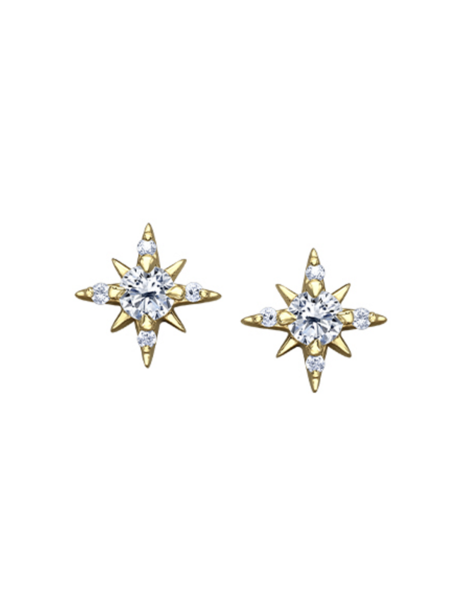 Yellow Gold Star Earrings - E4627