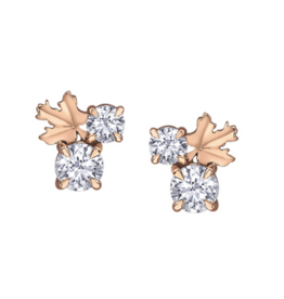 Boucles d'Oreilles Feuille d'Érable Or Rose