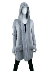 Cardigan avec Capuche et Poches Renard Gris - WRIM88