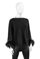 Poncho avec Manche Fourrure Renard Noir - POIM70