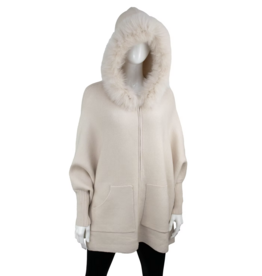 Poncho avec Capuche et Fermeture Glissière - Perle