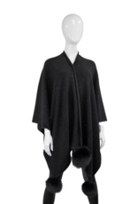Sparkly Wrap with Fox Pom Poms Black - WRCY06