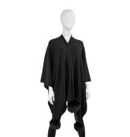 Cape Brillante avec Pompon Renard - Noir