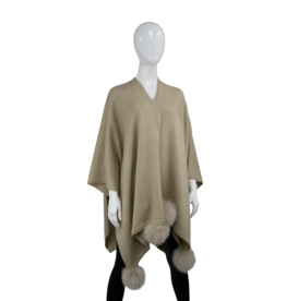 Sparkly Wrap with Fox Pom Poms - Gold