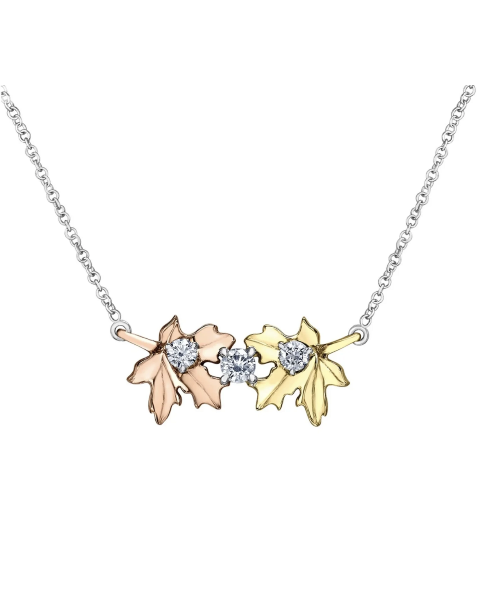 2 Tone Double Maple Leaf Pendant - N353TR