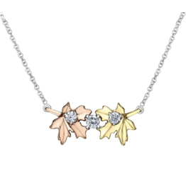 2 Tone Double Maple Leaf Pendant