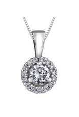 White Gold Round Cluster Pendant - LT22584
